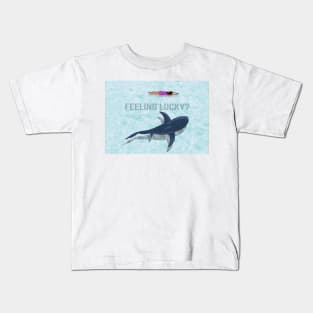 Shark with swimmer - feeling lucky? Kids T-Shirt